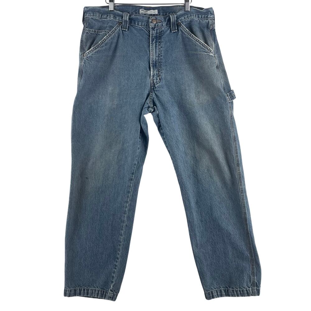 Signature by Levi Strauss Mens Workwear Carpenter Jeans W38 L32 Medium Wash Blue